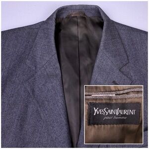 80s YSL Yves Saint Laurent Blazer Sport Coat (42R) Mens Lambswool Brown Ventless